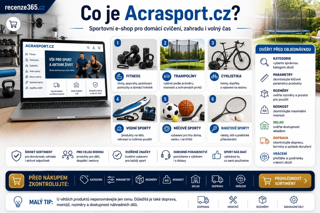 co je Acrasport.cz, ACRA Sport e-shop, Acrasport sportovní potřeby, česká značka ACRA, sportovní vybavení online, fitness potřeby Acrasport, trampolíny Acrasport, cyklistické vybavení Acrasport, vodní sporty Acrasport, raketové sporty Acrasport, míčové sporty Acrasport, domácí cvičení Acrasport, vybavení na zahradu, sportovní e-shop Česká republika, Acrasport sortiment, RDX Sports Acrasport, nákup sportovního vybavení