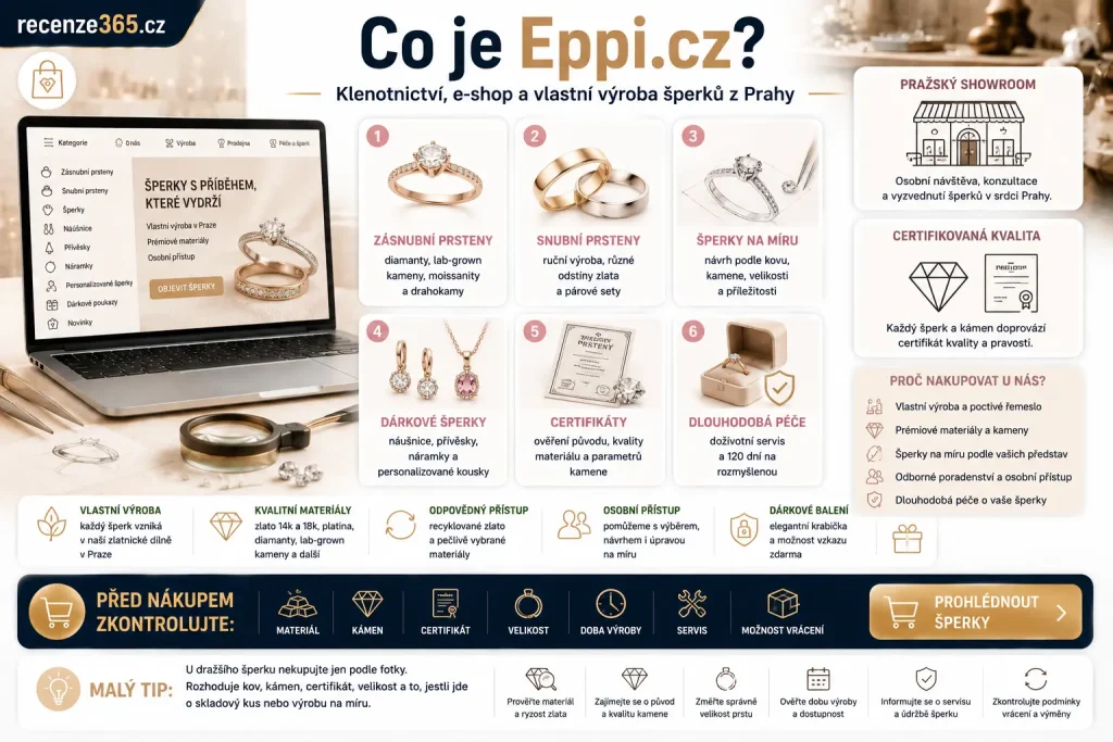 co je Eppi.cz, Eppi klenotnictví, Eppi šperkařství, Eppi zlatnictví Praha, Eppi Prague Store, Eppi zásnubní prsteny, Eppi snubní prsteny, Eppi šperky na míru, Eppi personalizované šperky, Eppi prsteny, Eppi náušnice, Eppi přívěsky, Eppi šperky z recyklovaného zlata, Eppi lab-grown diamanty, Eppi certifikát kvality, Eppi diamanty GIA IGI ČGL, luxusní šperky online, české šperky ruční výroba, šperky z vlastní dílny