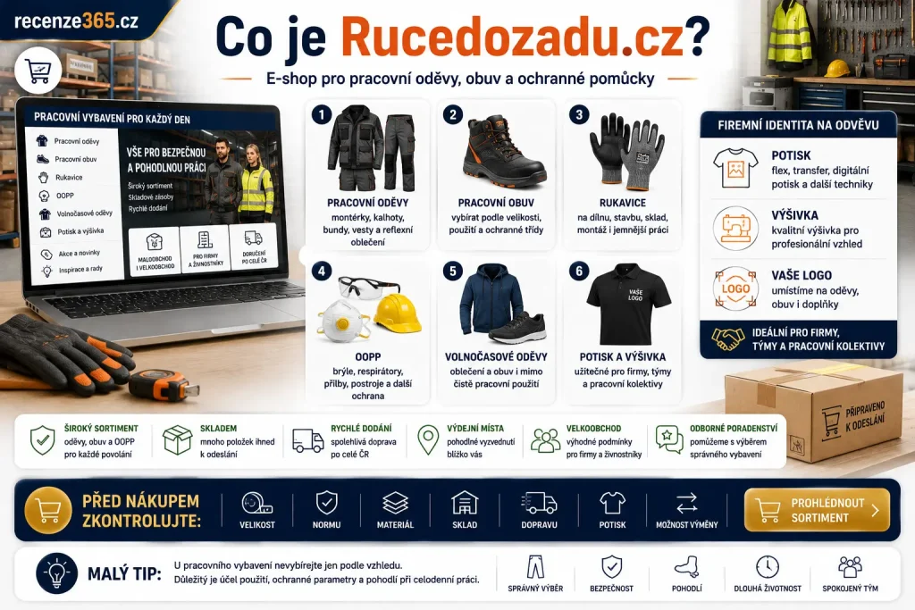Rucedozadu.cz recenze, RuceDozadu recenze, RUCEDOZADU.cz zkušenosti, pracovní oděvy recenze, pracovní obuv recenze, ochranné pracovní pomůcky recenze, OOPP e-shop recenze, pracovní rukavice, montérky, reflexní oděvy, pracovní kalhoty, pracovní bunda, bezpečnostní obuv, ochranné brýle, respirátory, přilby, postroje, pracovní oděvy s potiskem, pracovní oděvy s výšivkou, Rucedozadu doprava zdarma, Rucedozadu Heureka, Rucedozadu výhody nevýhody, vyplatí se Rucedozadu.cz