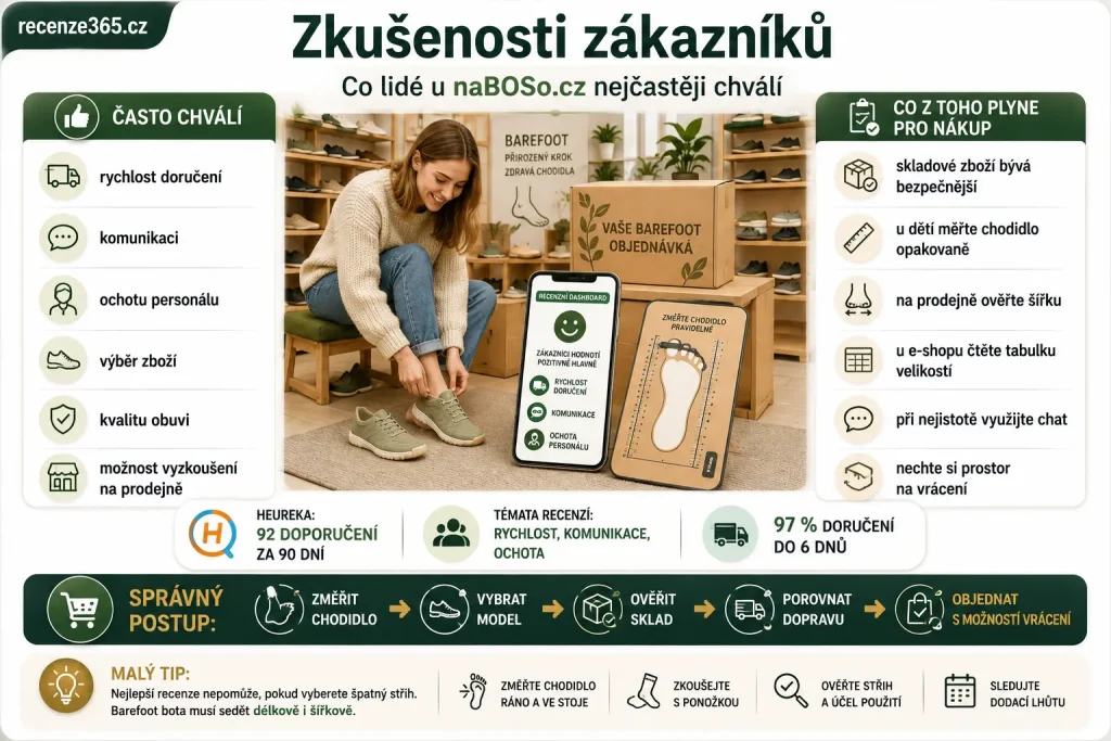 jaké jsou zkušenosti zákazníků naBOSo.cz, naBOSo zákaznické zkušenosti, naBOSo recenze Heureka, naBOSo pozitivní recenze, naBOSo rychlé doručení, naBOSo komunikace, naBOSo ochota personálu, naBOSo výběr zboží, naBOSo kvalita bot, naBOSo možnost vyzkoušení na prodejně, naBOSo dobře popsané produkty, barefoot boty zákaznické recenze, barefoot obchod zkušenosti, naBOSo velikost bot zkušenosti, naBOSo přehledný e-shop