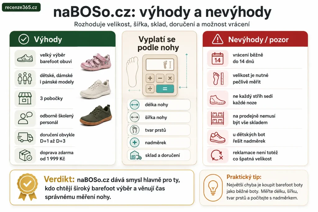 výhody a nevýhody naBOSo.cz recenze, naBOSo výhody nevýhody, naBOSo plusy mínusy, barefoot obchod výhody nevýhody, naBOSo recenze shrnutí, naBOSo rychlé doručení, naBOSo prodejny, naBOSo široký výběr barefoot, naBOSo odborný personál, naBOSo doprava zdarma od 1999 Kč, naBOSo vrácení do 14 dnů, naBOSo velikost bot, naBOSo skladová dostupnost, vyplatí se naBOSo.cz, barefoot boty nákupní průvodce
