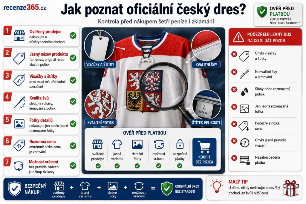 jak poznat oficiální český hokejový dres, oficiální český hokejový dres, originální český hokejový dres, falešný český dres, padělek českého hokejového dresu, oficiální fanshop Český hokej, jak ověřit český hokejový dres, kvalitní český dres, český dres visačka, český dres potisk, český hokejový dres prodejce, pravý dres české reprezentace, originální fan dres Český hokej