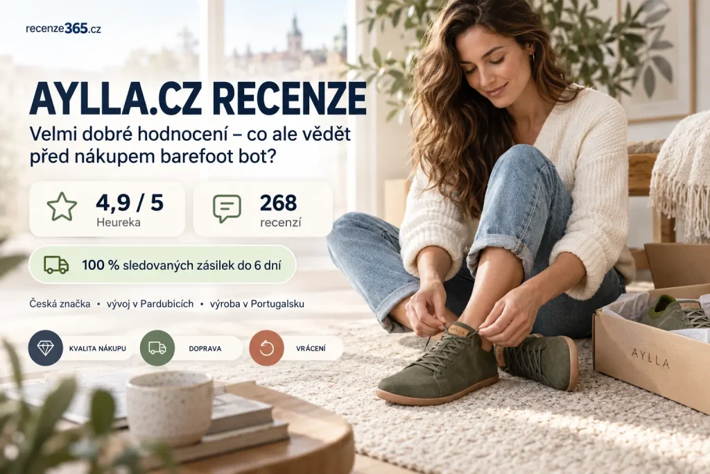 Aylla.cz recenze a zkušenosti zákazníků – hodnocení českého e-shopu s barefoot botami, barefoot obuv Aylla, Heureka 4,9/5, rychlé doručení, vrácení bot, reklamace, doprava zdarma a zkušenosti s nákupem Aylla shoes.