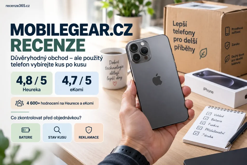 MobileGear.cz recenze a zkušenosti zákazníků – hodnocení obchodu s použitými iPhony, Apple produkty, recenze Heureka a eKomi, baterie, stav telefonu, reklamace, vrácení zboží a zkušenosti s MobileGear.