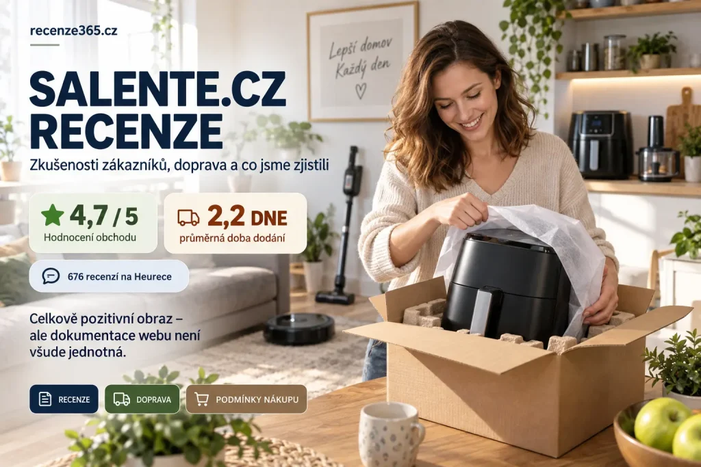 Salente.cz recenze a zkušenosti zákazníků – hodnocení e-shopu Salente, domácí spotřebiče, vysavače, multifunkční hrnce, fritézy, rychlost dopravy, reklamace, vrácení zboží a zkušenosti z Heureky.