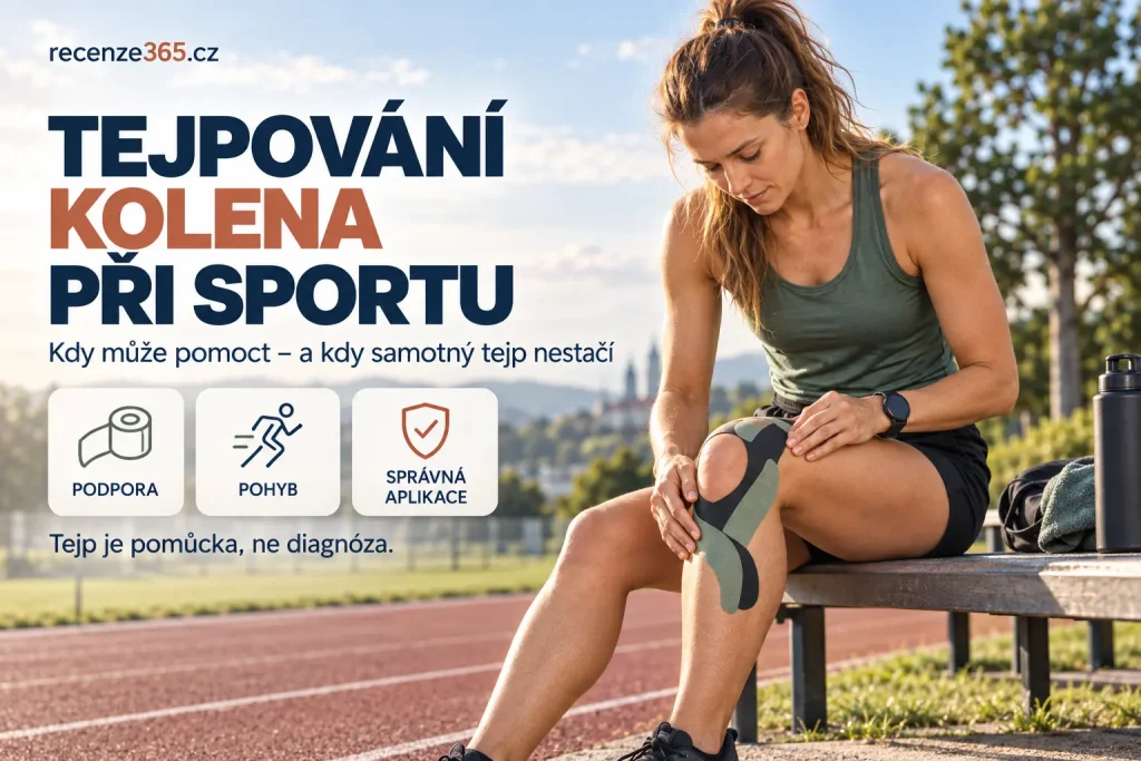 Tejpování kolena při sportu – kineziologický tejp na koleno při běhu, cvičení a turistice, správná aplikace tejpu kolem čéšky, podpora kolene, bolest kolene a sportovní tejpování.