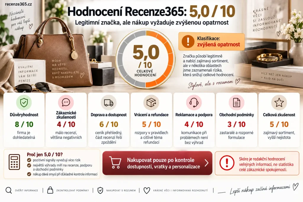 Hodnocení Recenze365 5,0/10 LoroOro, LoroOro skóre 5/10, LoroOro zvýšená opatrnost, LoroOro hodnocení důvěryhodnosti, LoroOro zákaznické zkušenosti 4/10, LoroOro doprava dostupnost 6/10, LoroOro vrácení refundace 5/10, LoroOro reklamace podpora 4/10, LoroOro obchodní podmínky 3/10, LoroOro redakční hodnocení, LoroOro recenze365 verdikt, LoroOro malé množství recenzí, LoroOro negativní recenze, LoroOro VOP problémy, LoroOro refundace, LoroOro Retino, hodnocení e-shopu s kabelkami