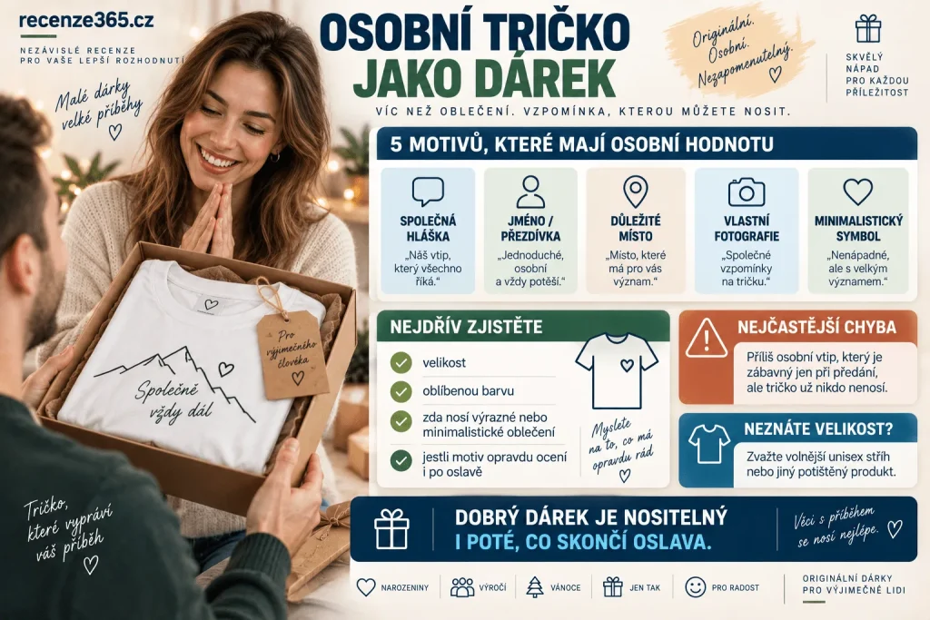 Vlastní tričko jako dárek – originální tričko s potiskem, vlastní nápis, fotografie, narozeniny, Vánoce, výročí, vtipné tričko, osobní dárek pro muže a ženu a návrh vlastního motivu.