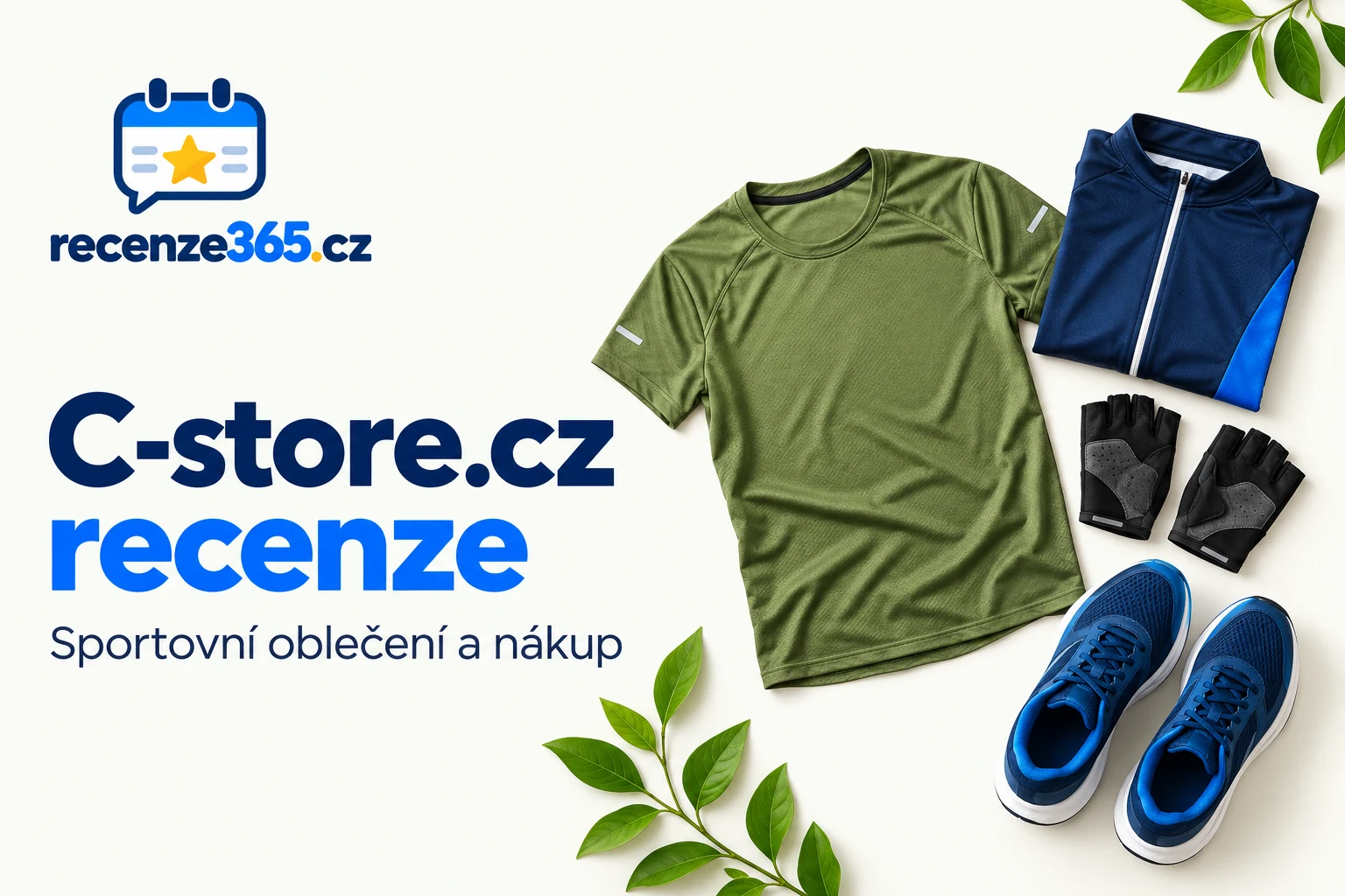 Ilustrační sportovní oblečení a běžecké boty s nadpisem C-store.cz recenze