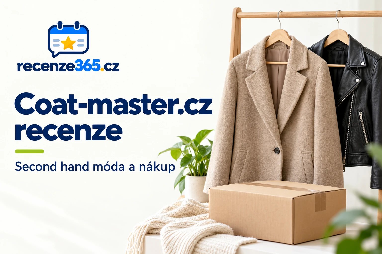 Ilustrační kabát, bunda a měřicí páska s nadpisem Coat-master.cz recenze