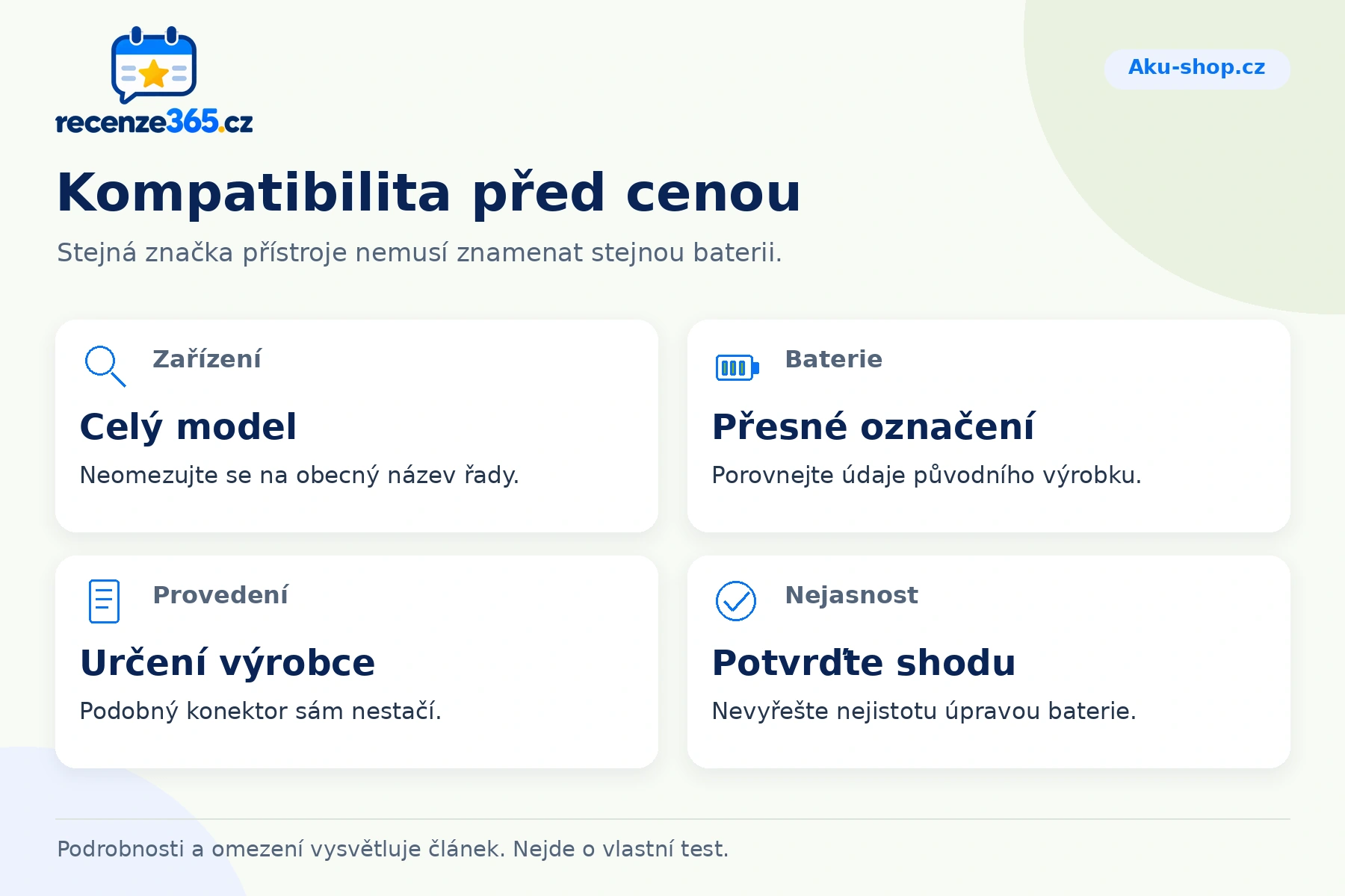 Kompatibilita před cenou – přehled čtyř praktických bodů pro Aku-shop.cz
