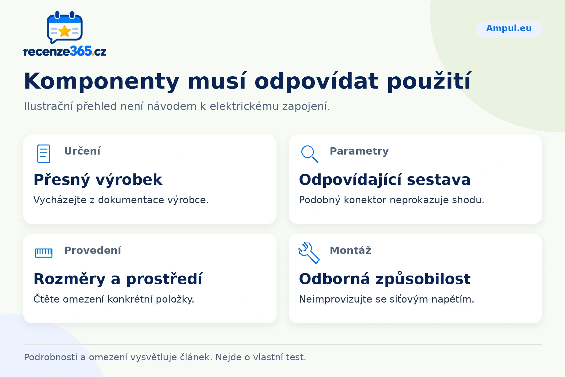Komponenty musí odpovídat použití – přehled čtyř praktických bodů pro Ampul.eu