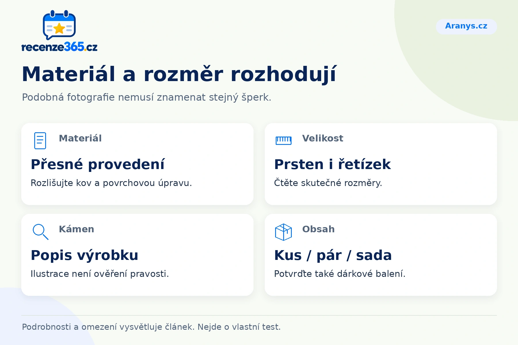 Materiál a rozměr rozhodují – přehled čtyř praktických bodů pro Aranys.cz