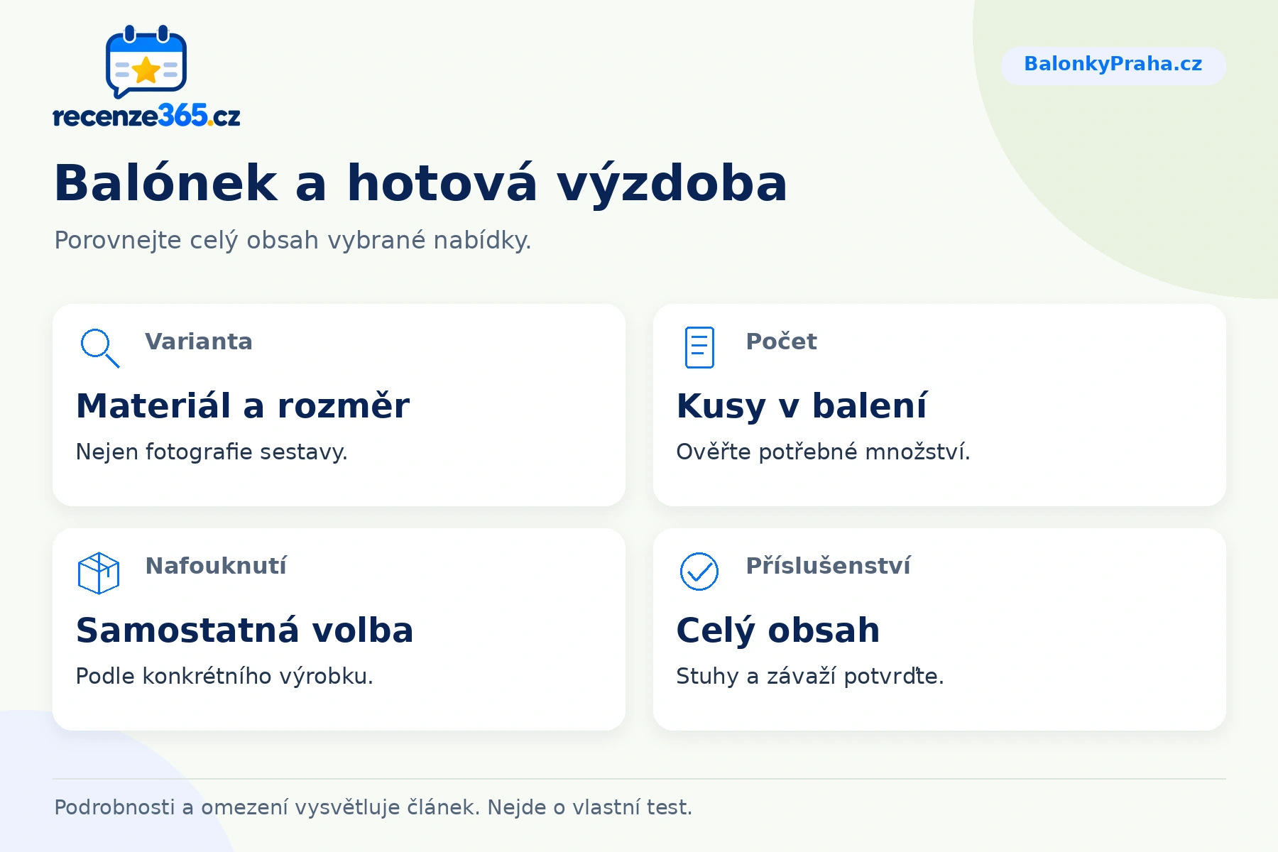 Balónek a hotová výzdoba – přehled čtyř praktických bodů pro BalonkyPraha.cz