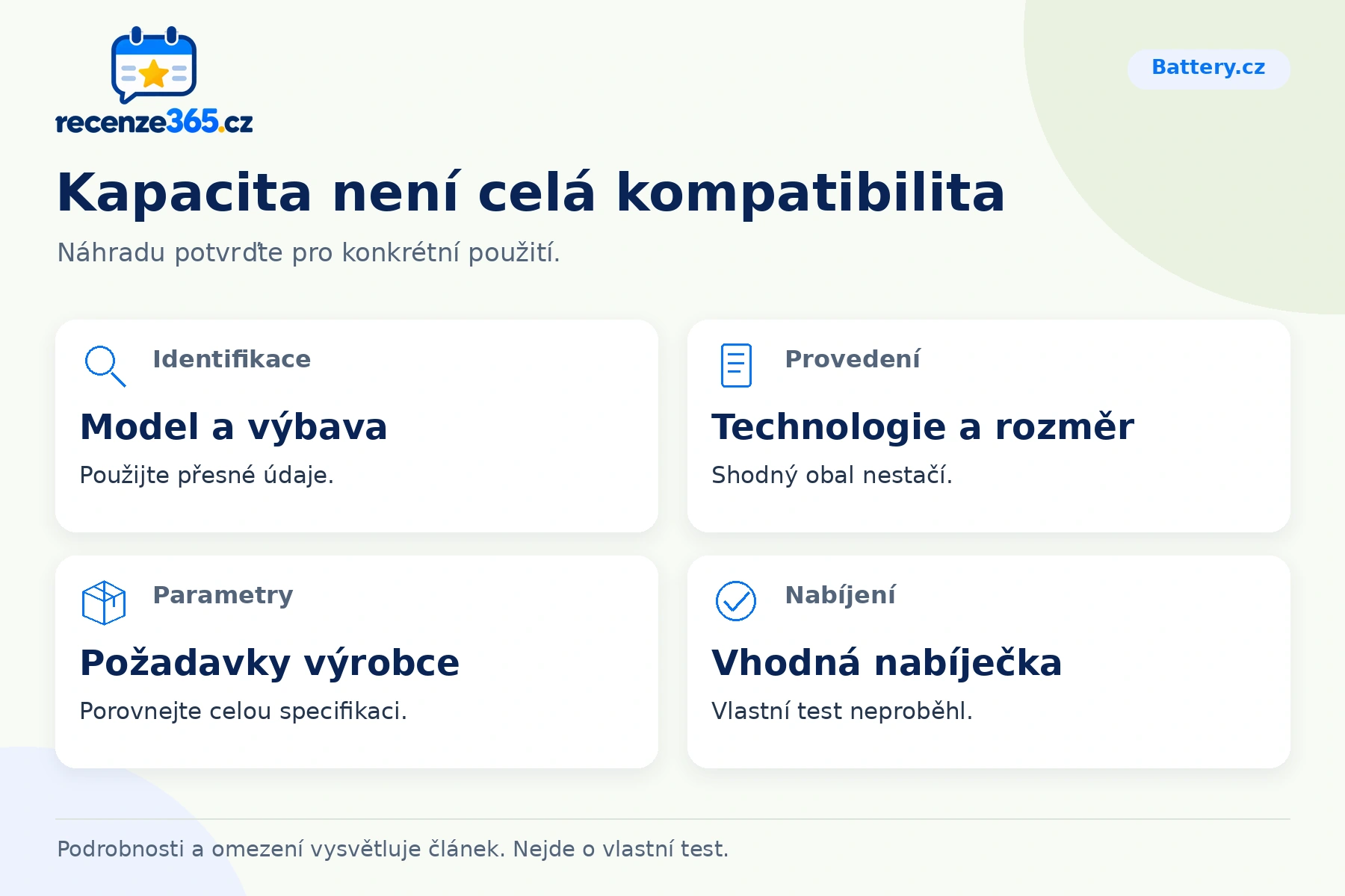 Kapacita není celá kompatibilita – přehled čtyř praktických bodů pro Battery.cz