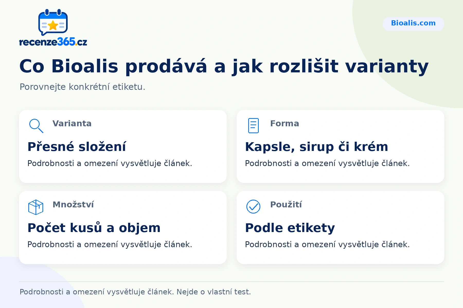 Co Bioalis prodává a jak rozlišit varianty – přehled čtyř praktických bodů pro Bioalis.com