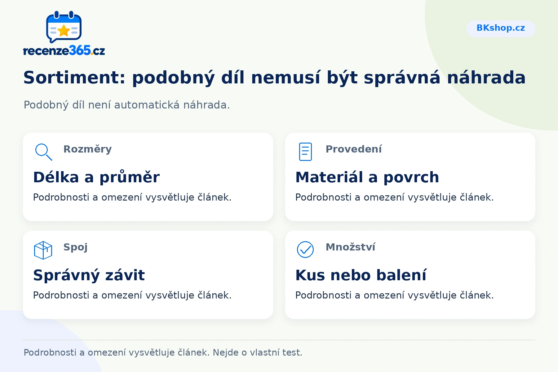 Sortiment: podobný díl nemusí být správná náhrada – přehled čtyř praktických bodů pro BKshop.cz