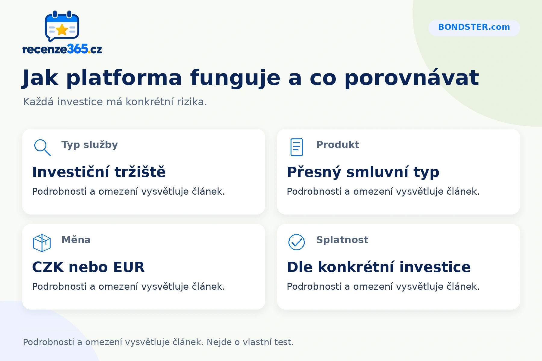 Jak platforma funguje a co porovnávat – přehled čtyř praktických bodů pro BONDSTER.com