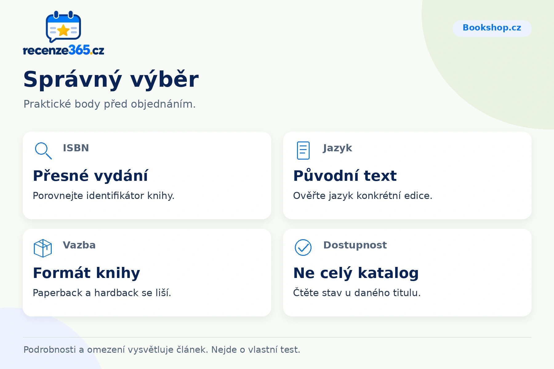 Správný výběr – přehled čtyř praktických bodů pro Bookshop.cz