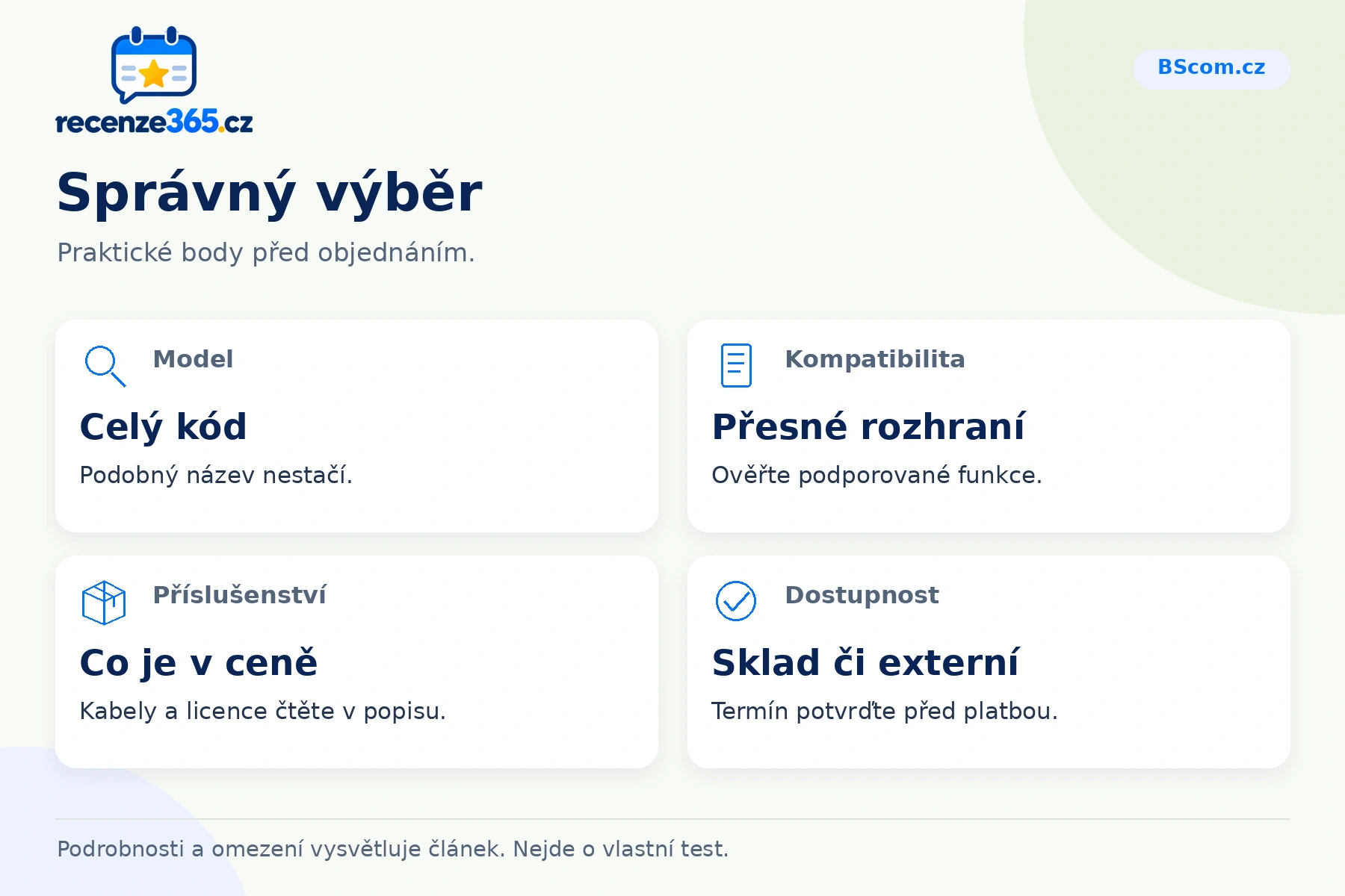 Správný výběr – přehled čtyř praktických bodů pro BScom.cz