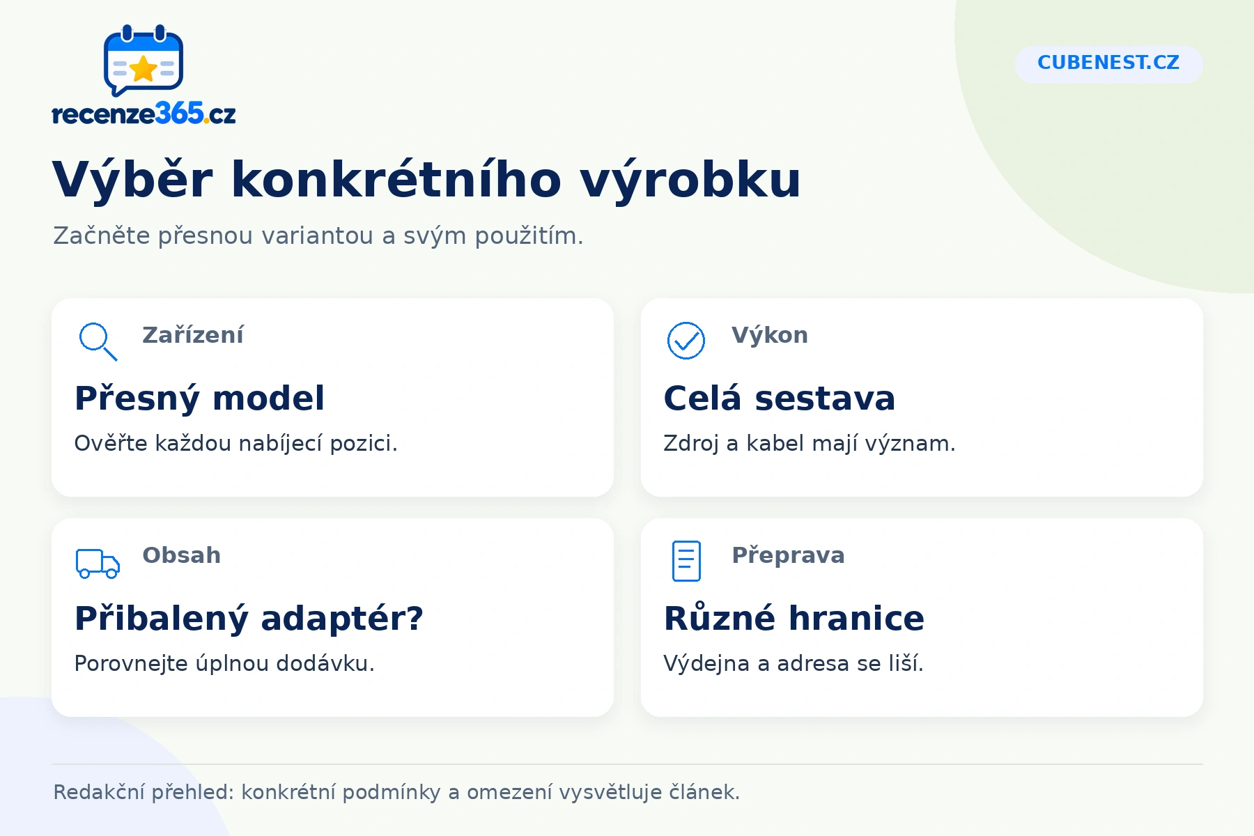 Cubenest.cz: výběr konkrétního výrobku v přehledu čtyř praktických bodů