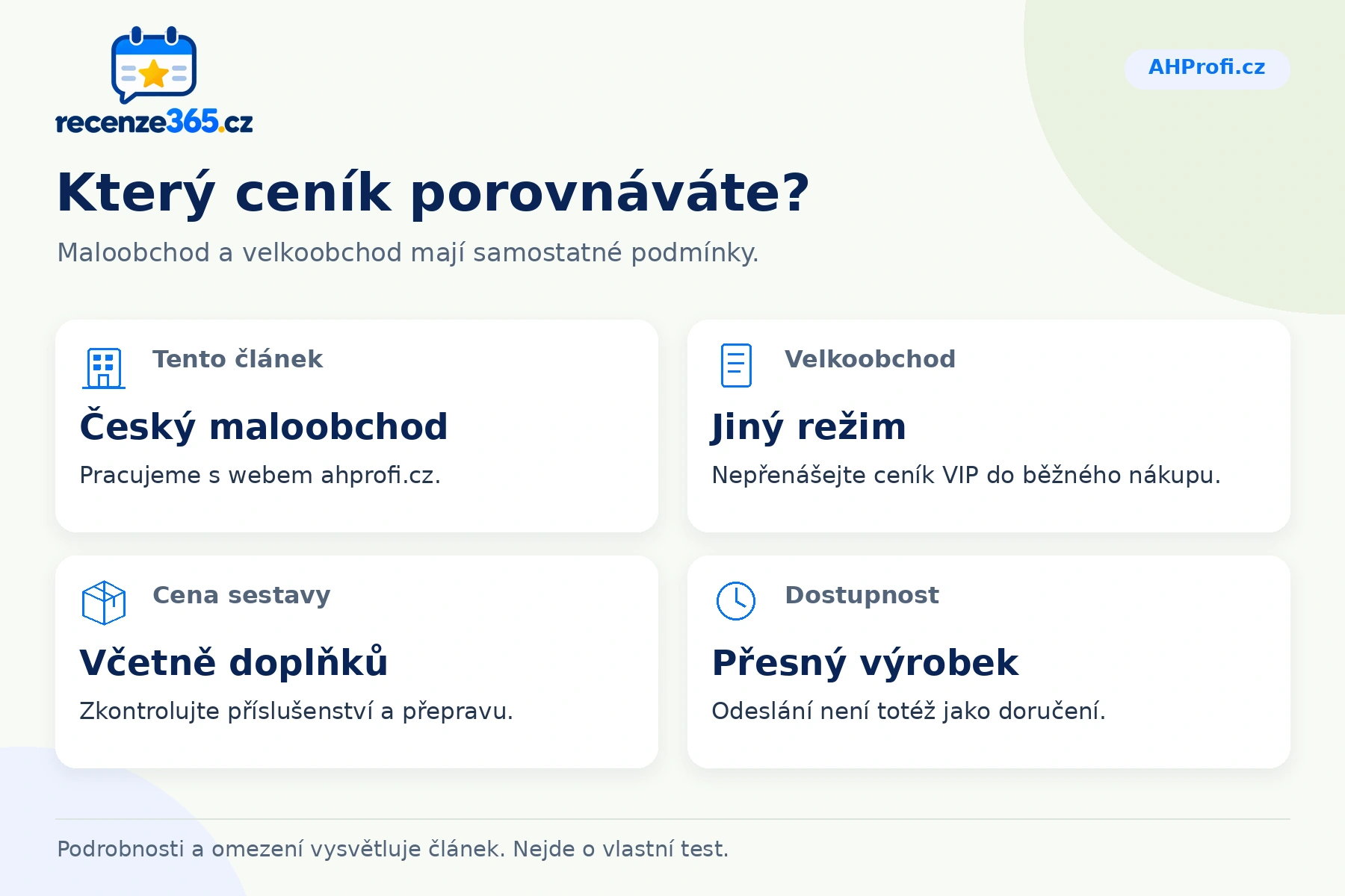 Který ceník porovnáváte? – přehled čtyř praktických bodů pro AHProfi.cz