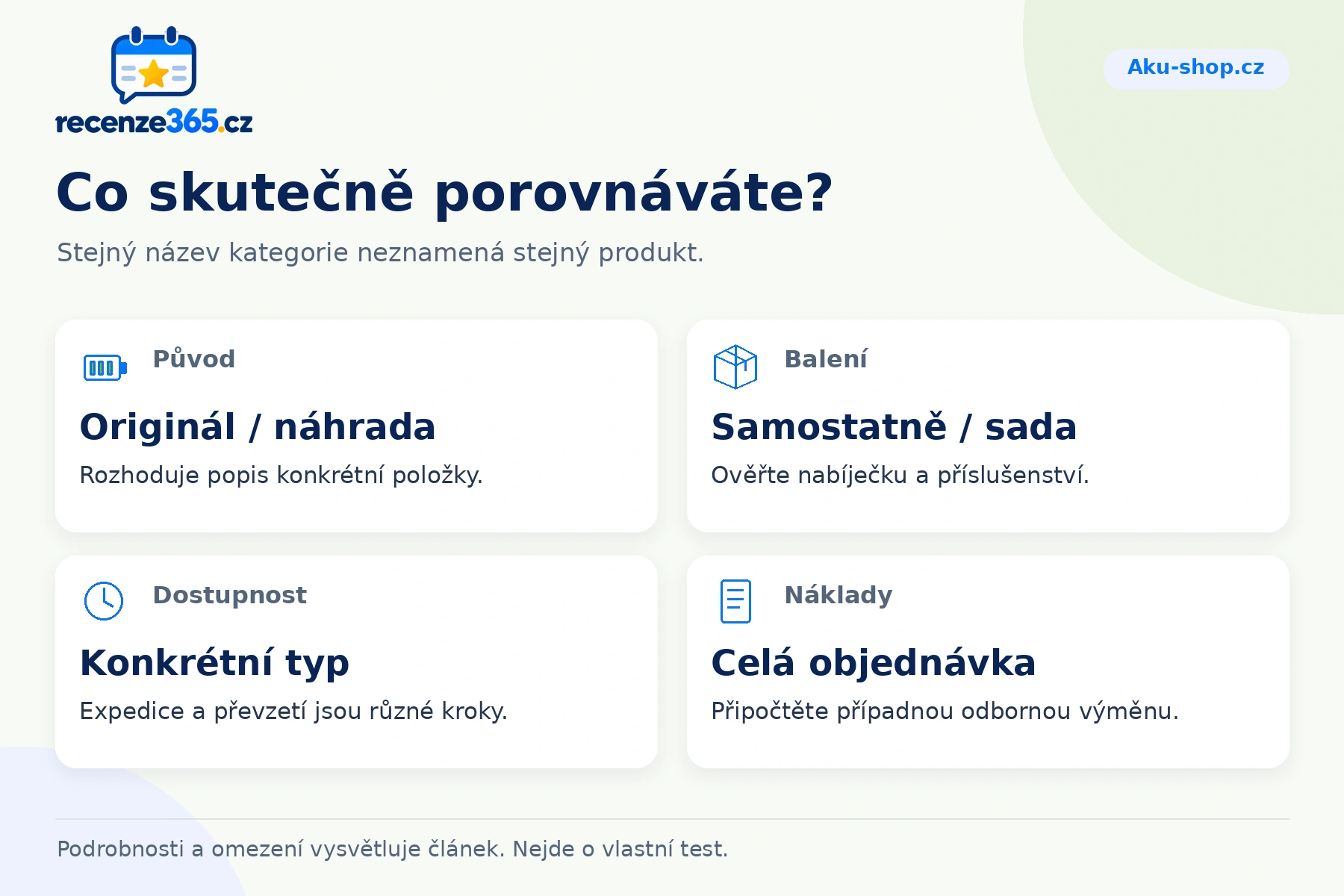 Co skutečně porovnáváte? – přehled čtyř praktických bodů pro Aku-shop.cz