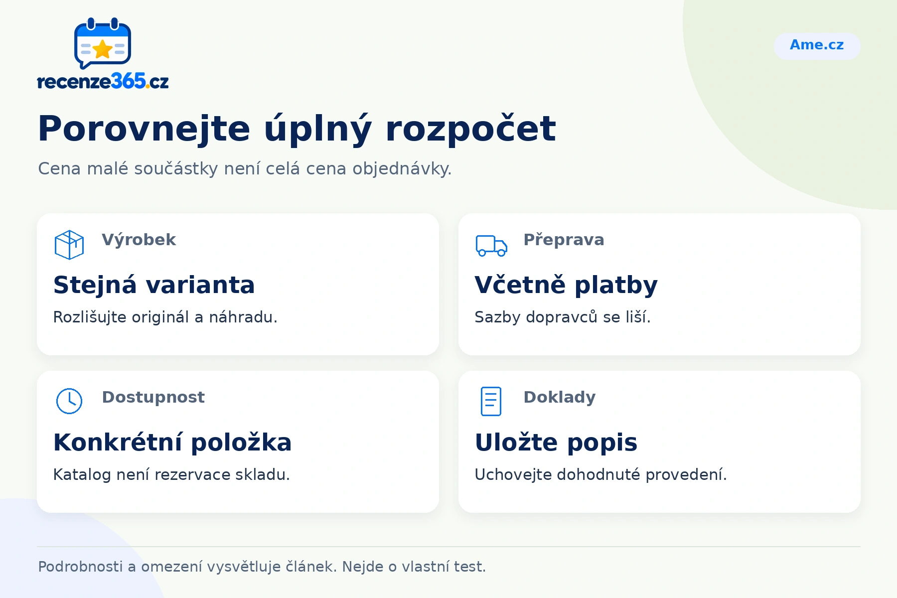 Porovnejte úplný rozpočet – přehled čtyř praktických bodů pro Ame.cz