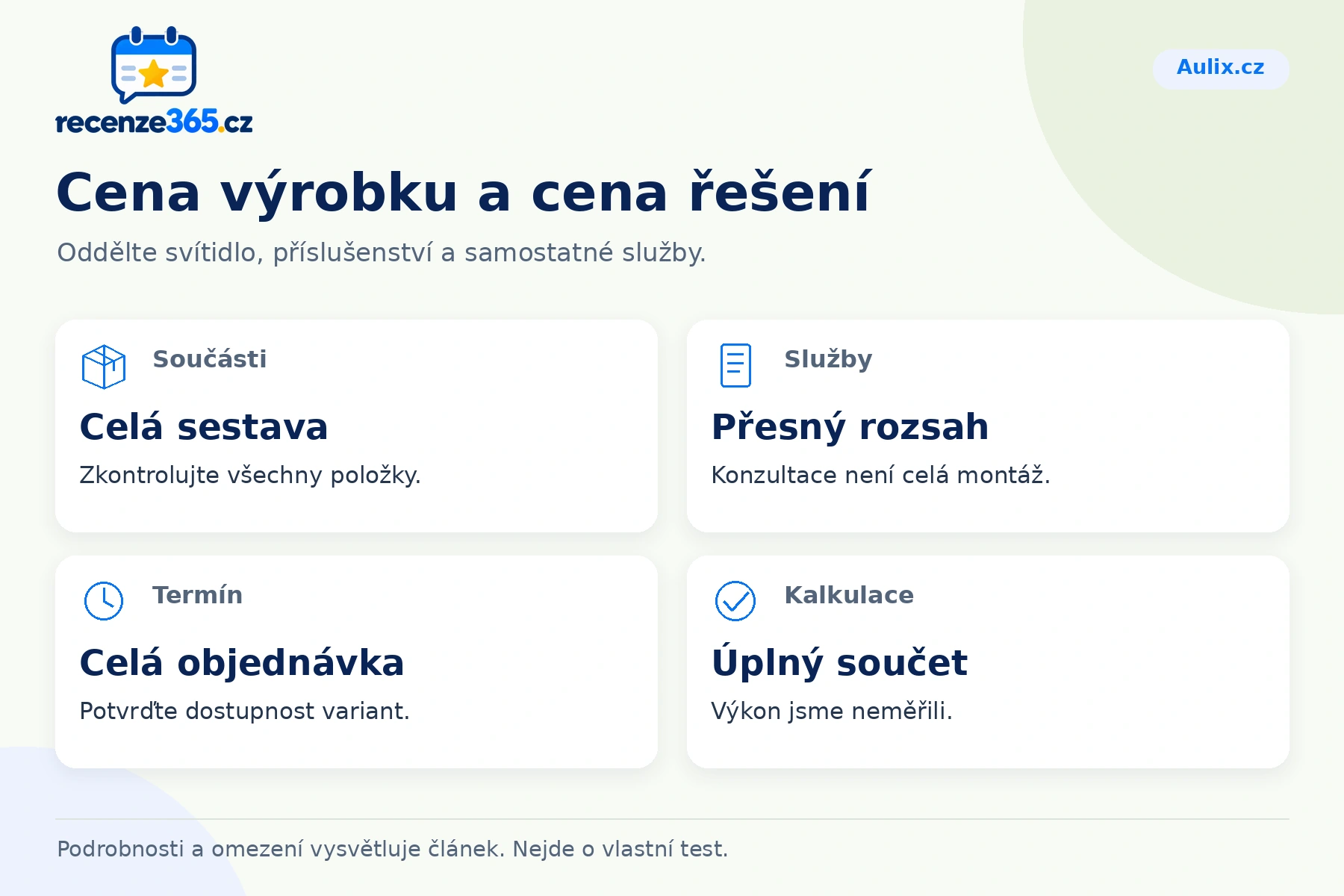 Cena výrobku a cena řešení – přehled čtyř praktických bodů pro Aulix.cz