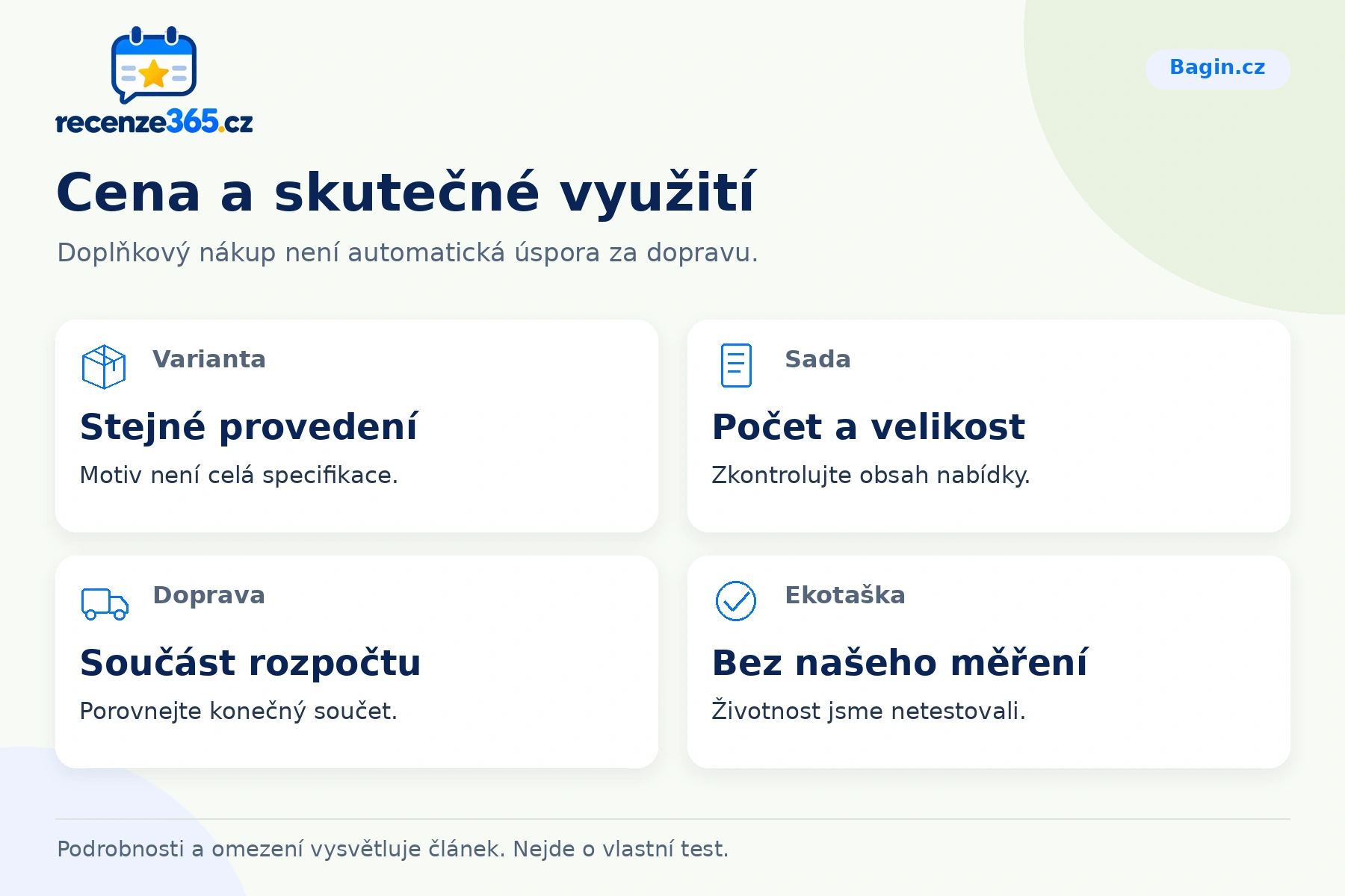 Cena a skutečné využití – přehled čtyř praktických bodů pro Bagin.cz