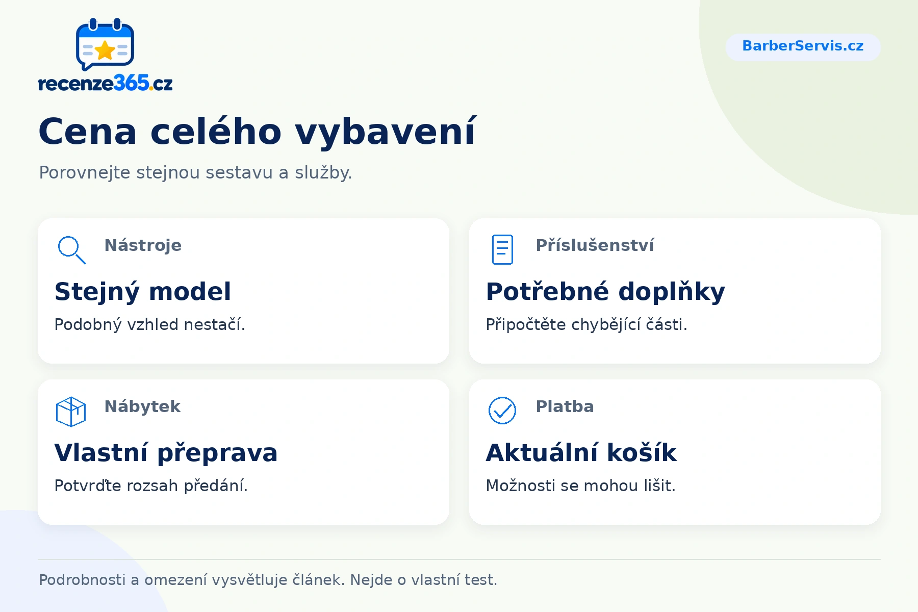Cena celého vybavení – přehled čtyř praktických bodů pro BarberServis.cz