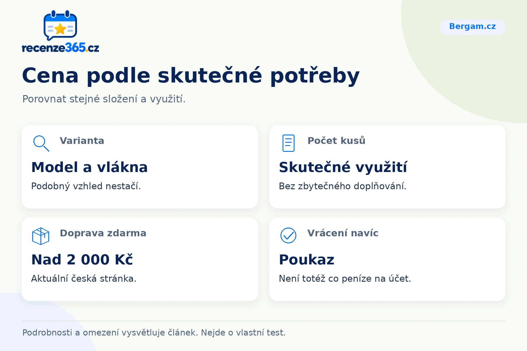 Cena podle skutečné potřeby – přehled čtyř praktických bodů pro Bergam.cz
