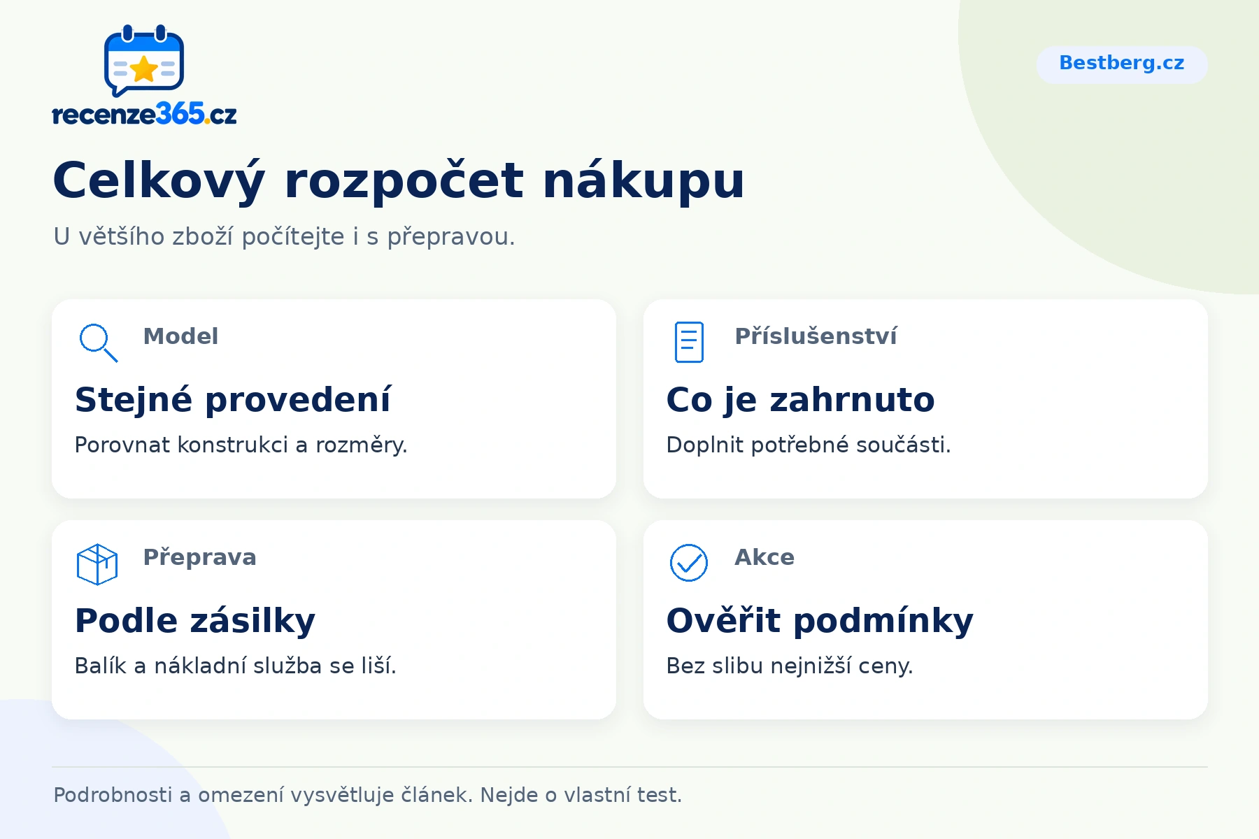 Celkový rozpočet nákupu – přehled čtyř praktických bodů pro Bestberg.cz