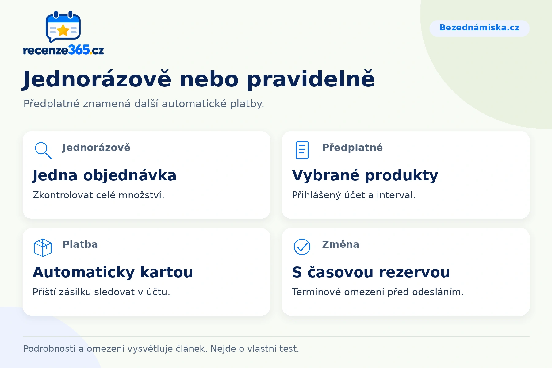 Jednorázově nebo pravidelně – přehled čtyř praktických bodů pro Bezednámiska.cz