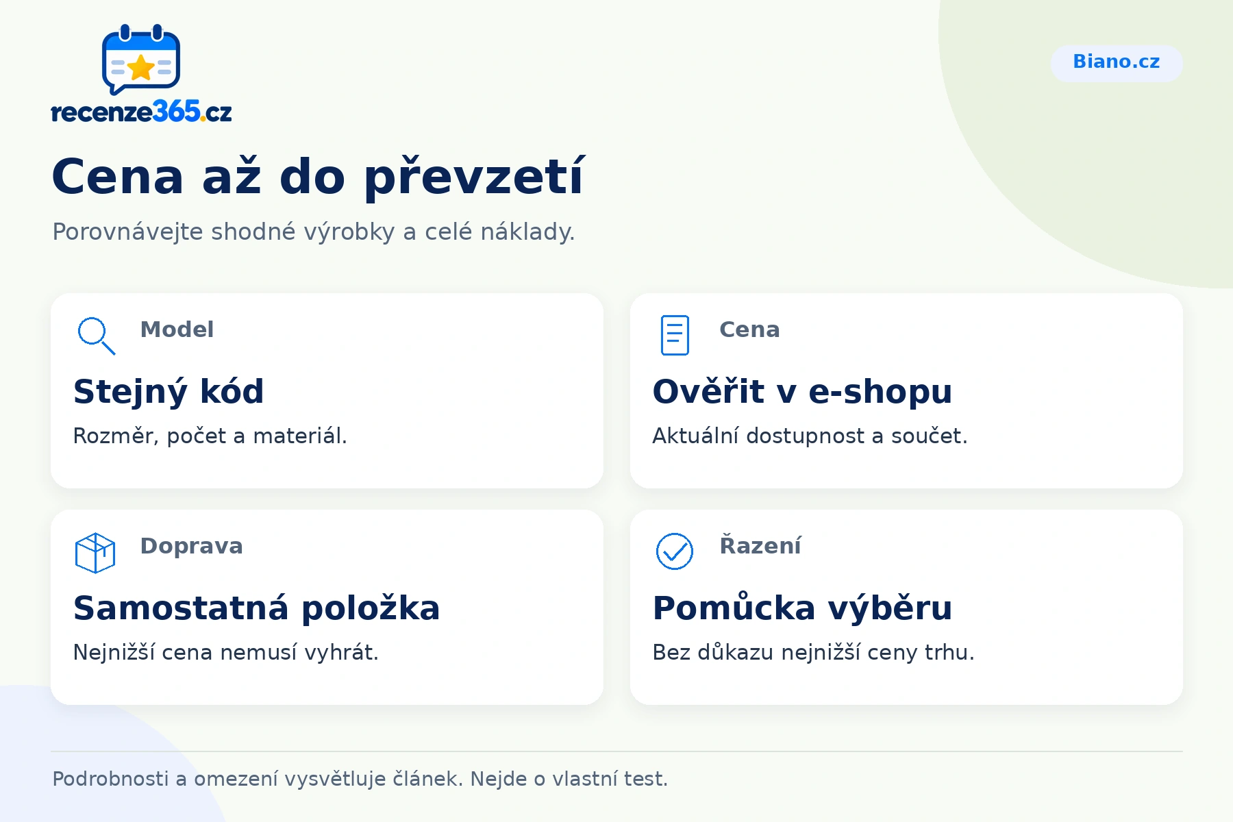 Cena až do převzetí – přehled čtyř praktických bodů pro Biano.cz
