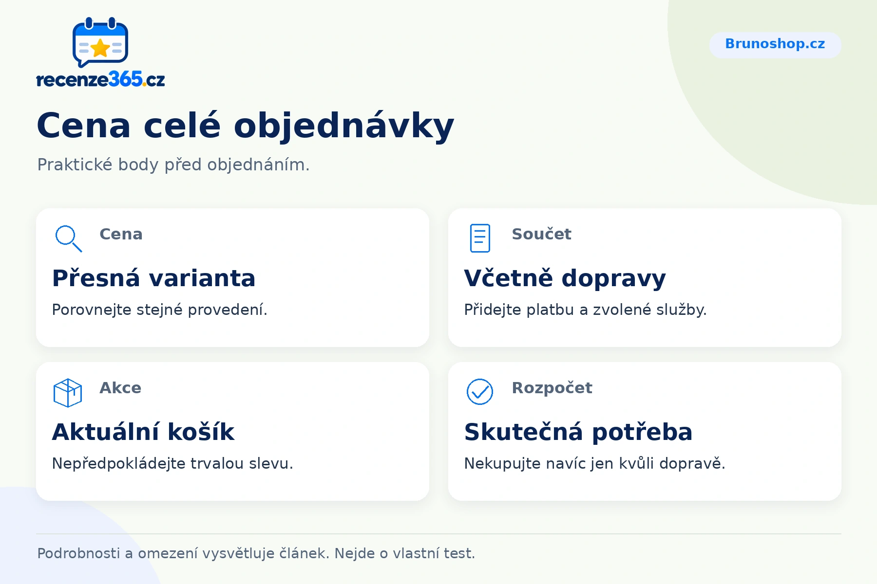 Cena celé objednávky – přehled čtyř praktických bodů pro Brunoshop.cz