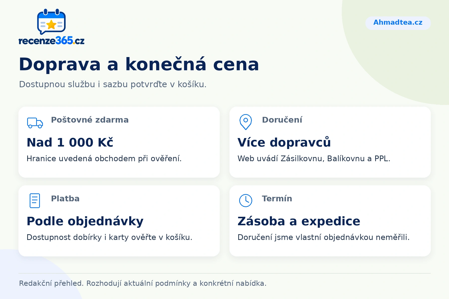 Doprava a konečná cena – Ahmadtea.cz