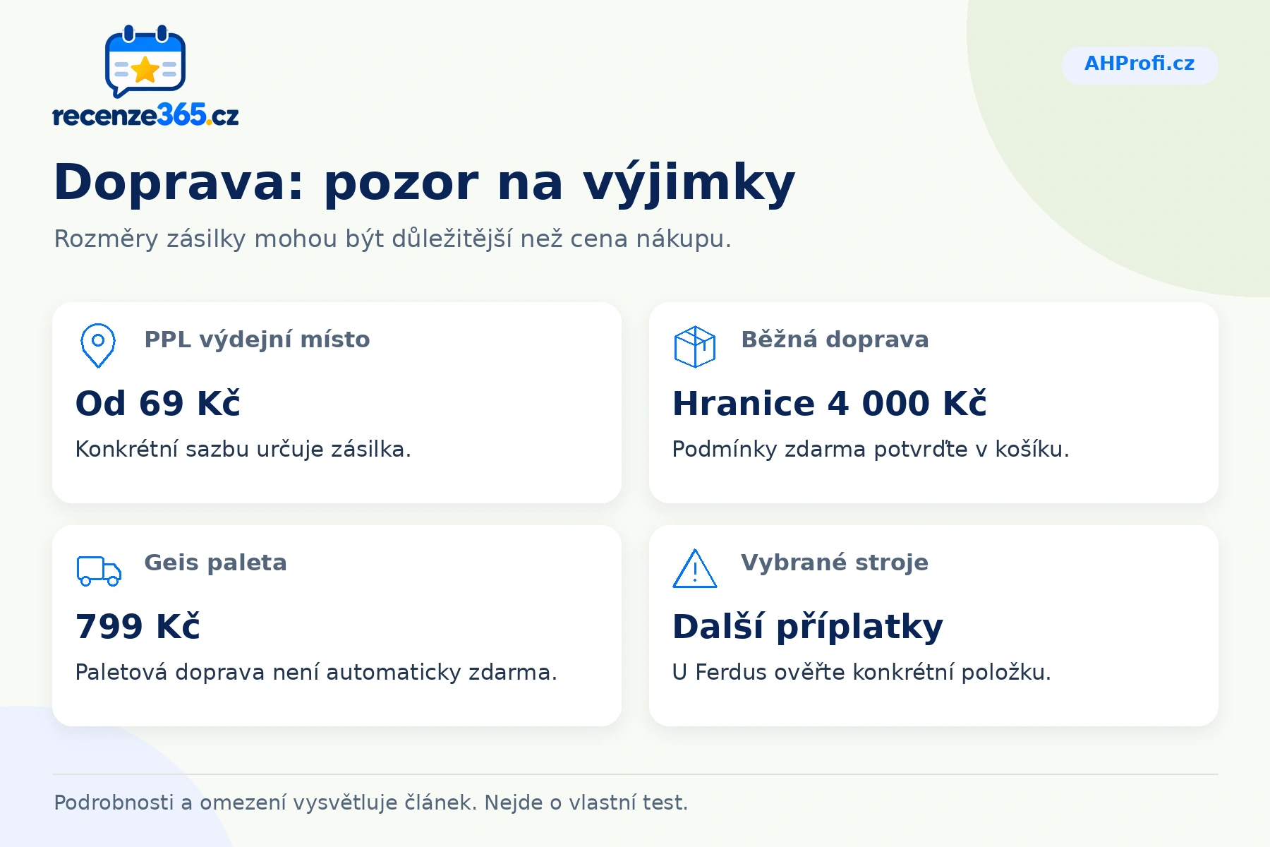 Doprava: pozor na výjimky – přehled čtyř praktických bodů pro AHProfi.cz