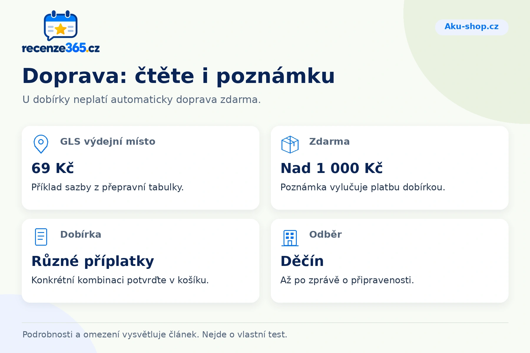 Doprava: čtěte i poznámku – přehled čtyř praktických bodů pro Aku-shop.cz