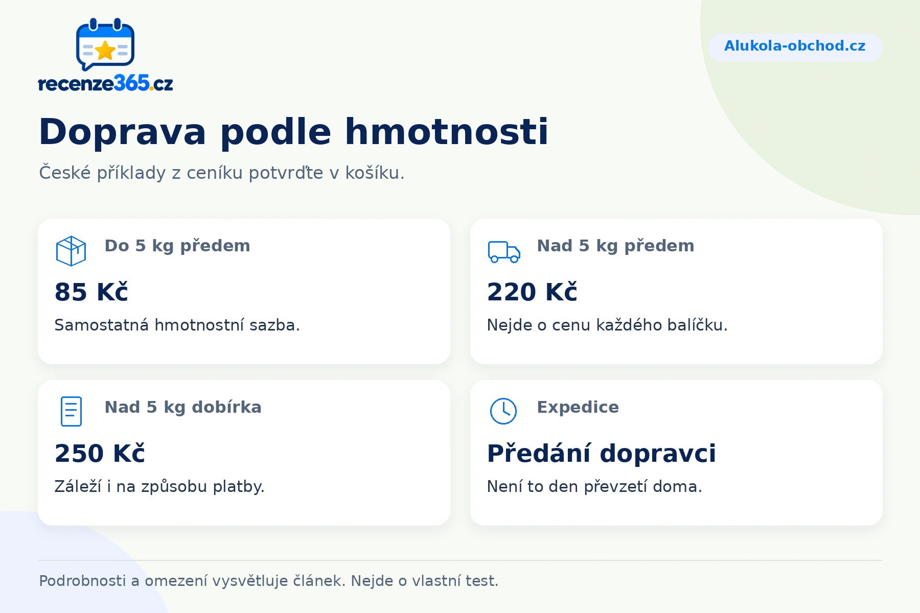 Doprava podle hmotnosti – přehled čtyř praktických bodů pro Alukola-obchod.cz