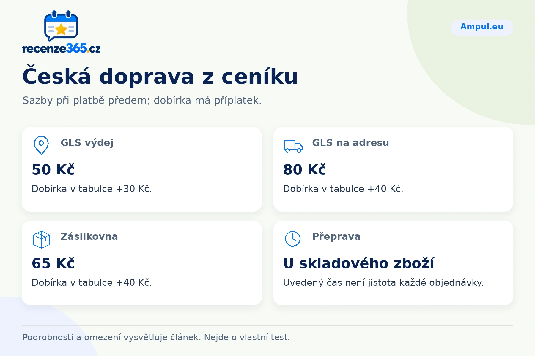 Česká doprava z ceníku – přehled čtyř praktických bodů pro Ampul.eu