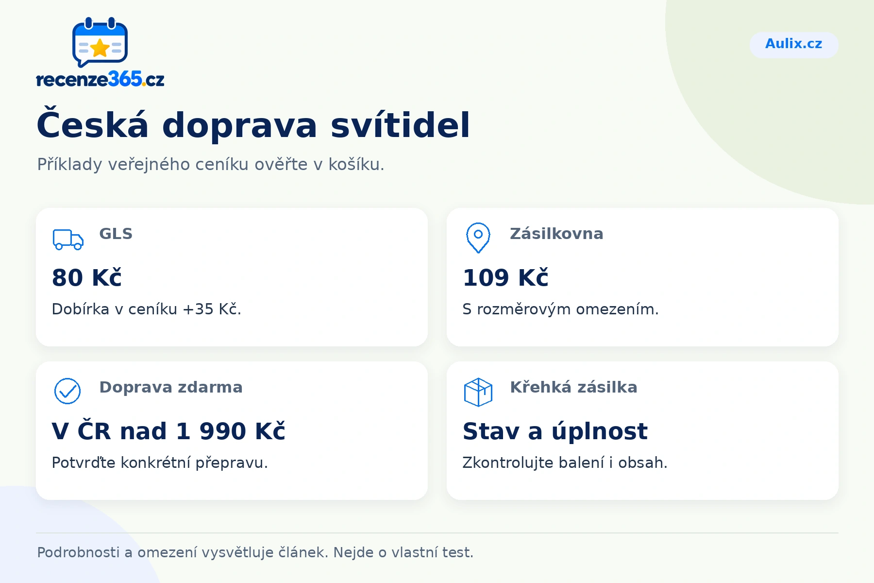 Česká doprava svítidel – přehled čtyř praktických bodů pro Aulix.cz