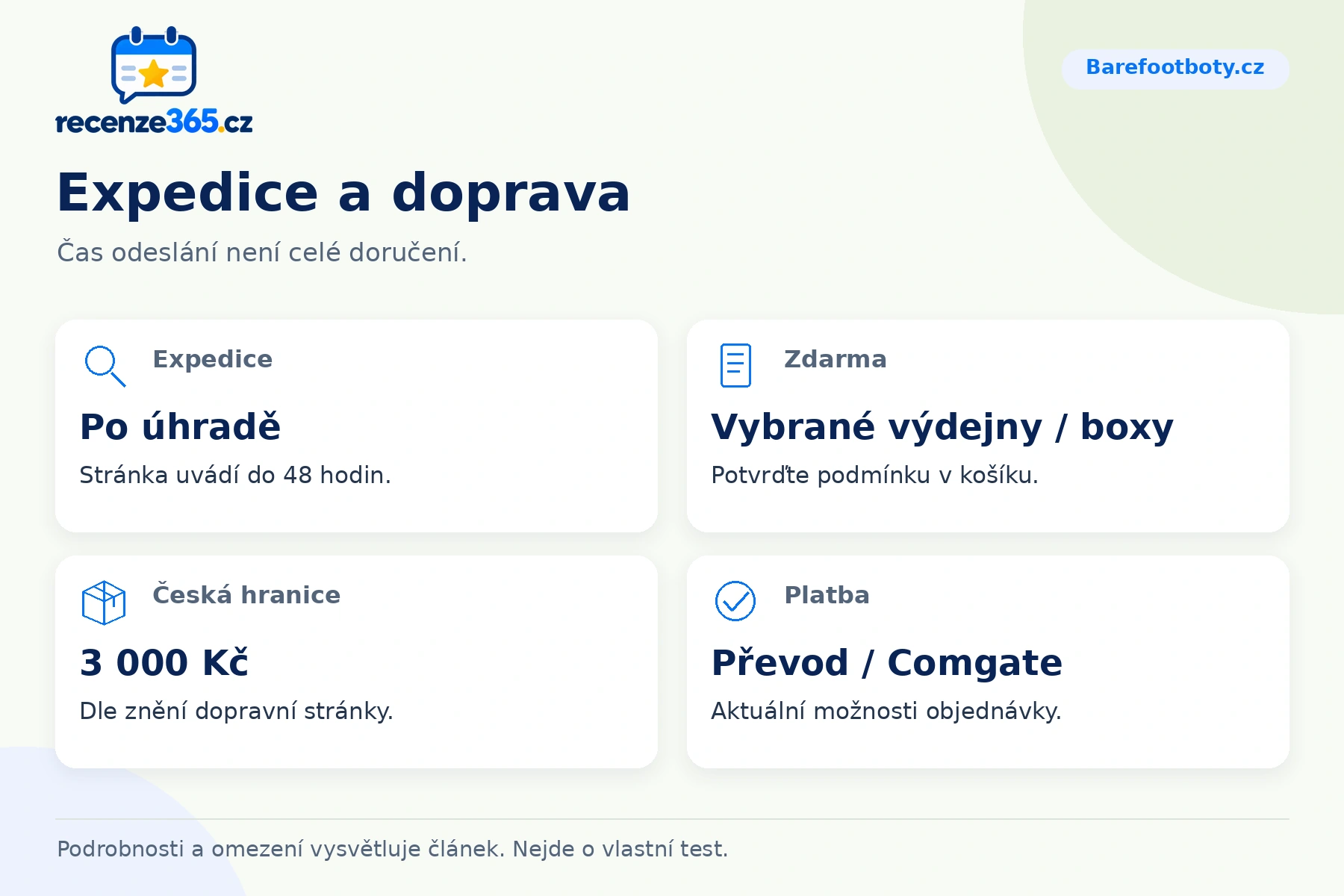 Expedice a doprava – přehled čtyř praktických bodů pro Barefootboty.cz