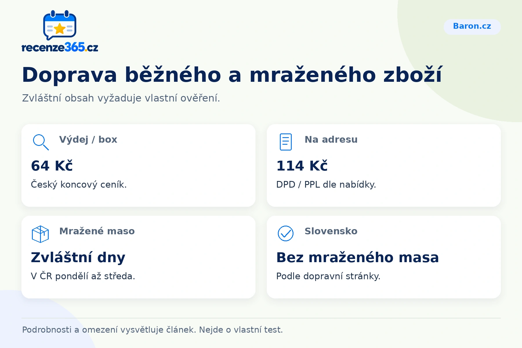 Doprava běžného a mraženého zboží – přehled čtyř praktických bodů pro Baron.cz