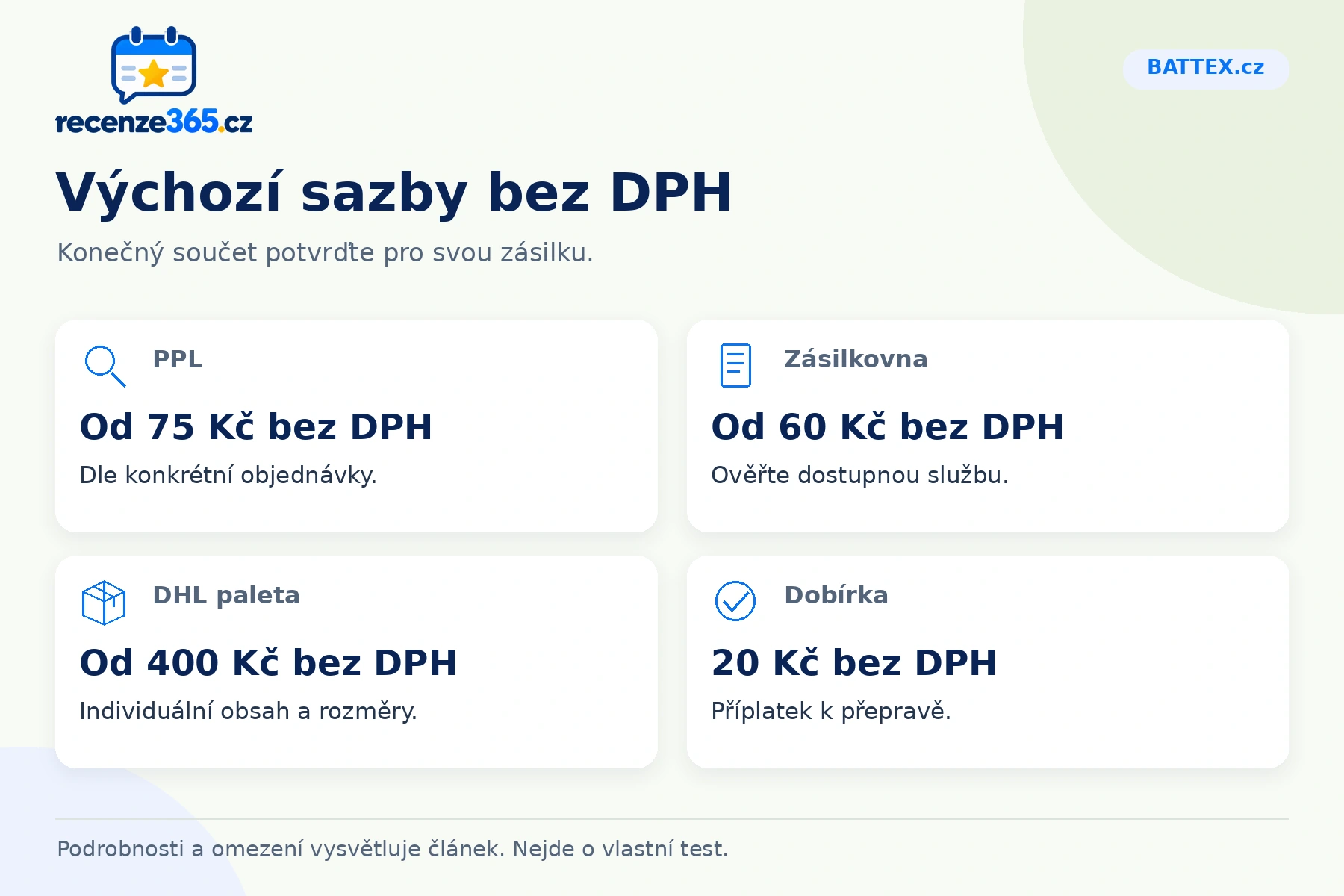 Výchozí sazby bez DPH – přehled čtyř praktických bodů pro BATTEX.cz