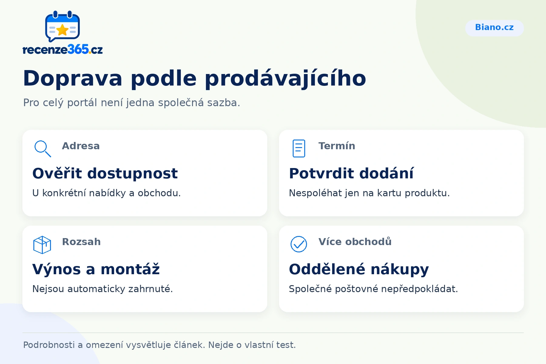 Doprava podle prodávajícího – přehled čtyř praktických bodů pro Biano.cz