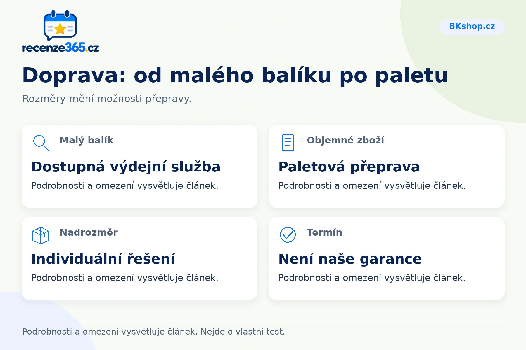 Doprava: od malého balíku po paletu – přehled čtyř praktických bodů pro BKshop.cz