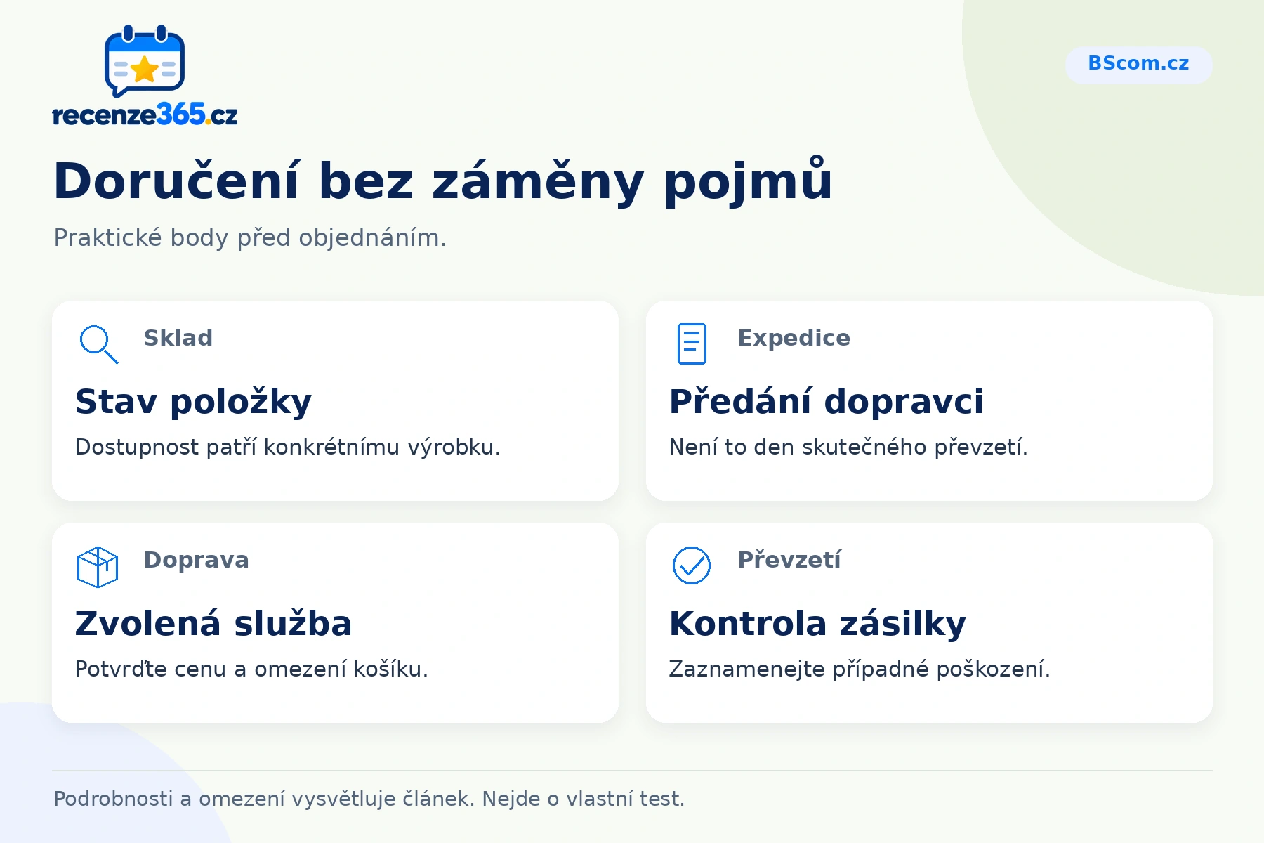 Doručení bez záměny pojmů – přehled čtyř praktických bodů pro BScom.cz