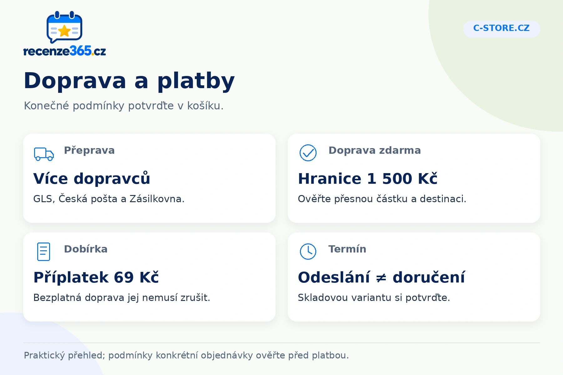 Přehled C-store.cz: doprava a platby