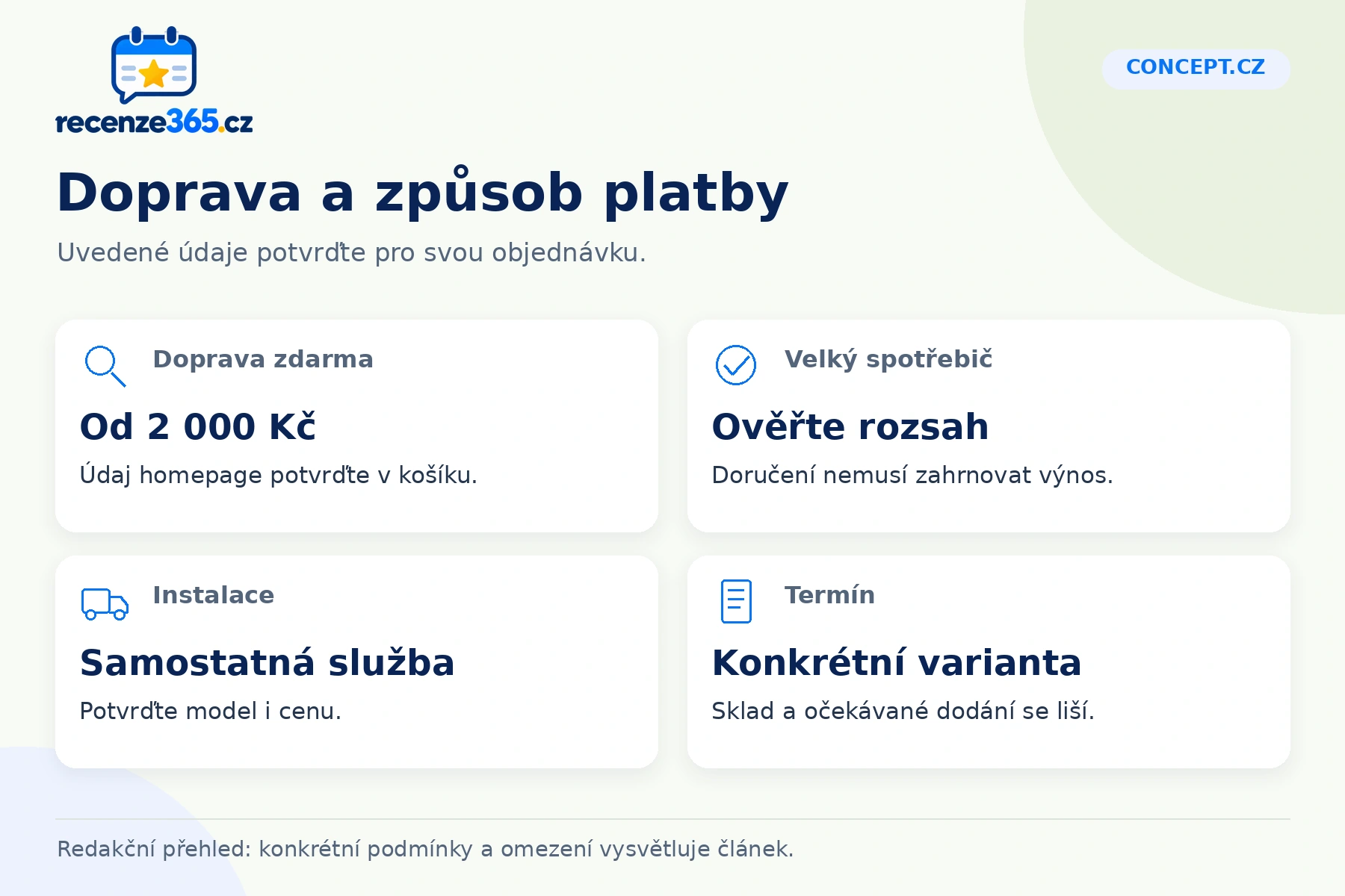 Concept.cz: doprava a způsob platby v přehledu čtyř praktických bodů